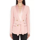 AUSGEZEICHNETE QUALITÄT, stilvoller Karriere-Blazer für Damen, Schalkragen, Löwenknöpfe, Schnürgürtel, Blazer-Jacke