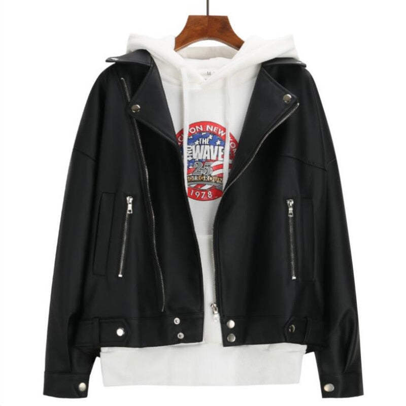 Herbst Winter Leder Jacke Übergroßen Freund Koreanischen Stil