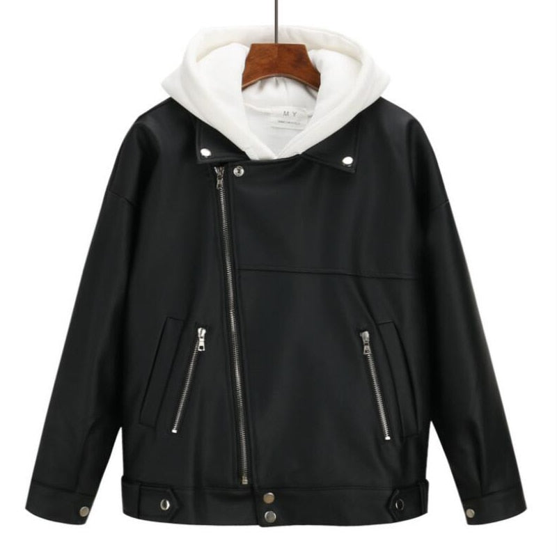 Herbst Winter Leder Jacke Übergroßen Freund Koreanischen Stil