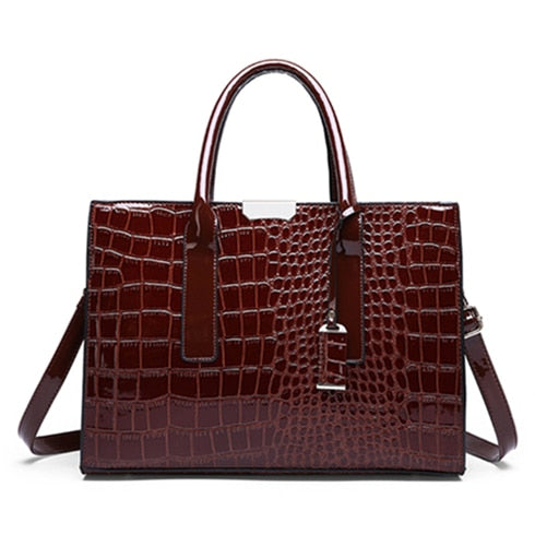 Luxus Damen Ledertaschen, Designer Krokodil Muster Schulter Tasche