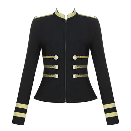 Neue Sexy Sommer Verband Jacke, O Neck Plus Größe Oberbekleidung, Feste Kurze Mäntel, Weibliche Party Elegante Langarm Jacke