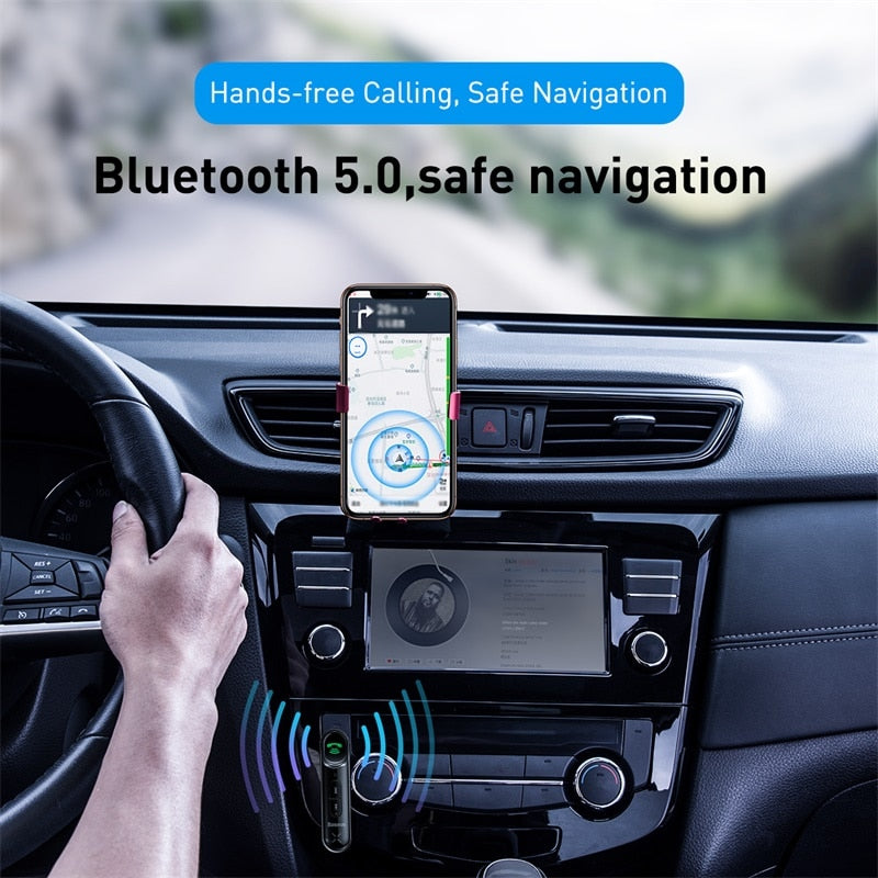 Baseus Aux Auto Wireless Audio Receiver, Auto Bluetooth 5.0 Car Kit Adapter Freisprecheinrichtung Lautsprecher Mit Mikrofon