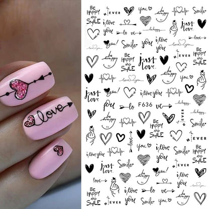 3D Nagelaufkleber, love Aufkleber, Gesicht Muster, Valentinstag Nail art Dekoration, Liebesherz