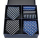 Geschenkbox-Set Herren-Krawatte, Seide, klassisches Jacquard-Gewebe, extra langes Krawatten-Einstecktuch-Set für formelle Hochzeitsfeier für Männer