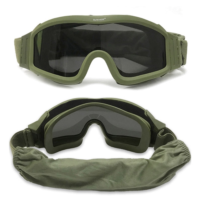 Schwarz Tan Grün Militärische Taktische Schutzbrille, Schießsonnenbrille, Winddichte Wargame Bergsteigerbrille