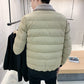 Herbst Winter Revers Wolle Herrenjacke, Herren Einfarbig Dünne Baumwolljacke, Freizeitjacke
