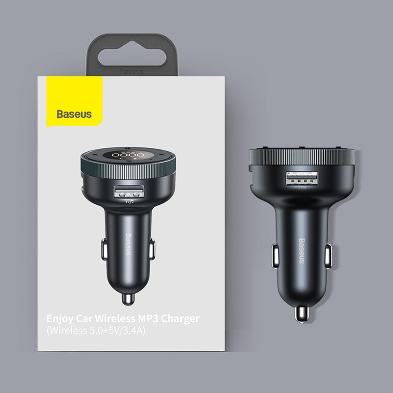 Baseus FM-Transmitter, Auto-Bluetooth 5.0-Musikadapter, 3,4 A, Dual-USB-Autoladegerät, MP3-Player, Radio, FM-Modulator