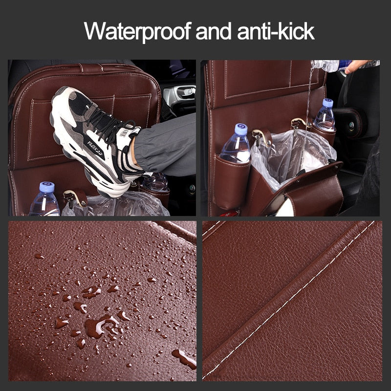 Auto-Aufbewahrungstasche aus PU-Leder, Multifunktions-Rückenlehne, Hängetasche, wasserdicht, Auto-Organizer