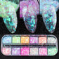 12 Gitter Perlweiß Chrom Nagel, Pigment UV Gel Nagellack