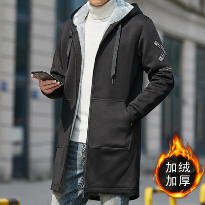 2023 Männer Winter Verdicken Fleece Jacke mit Kapuze
