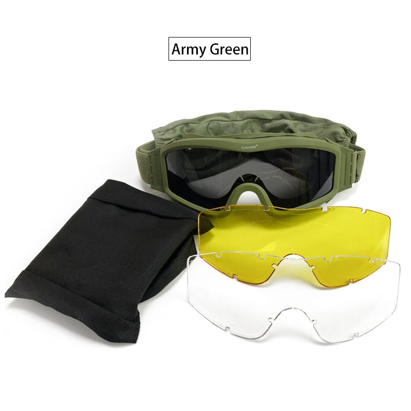 Schwarz Tan Grün Militärische Taktische Schutzbrille, Schießsonnenbrille, Winddichte Wargame Bergsteigerbrille