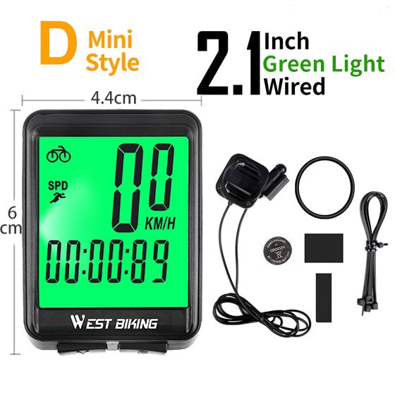 Fahrradcomputer, kabellos, kabelgebunden, wasserdicht, digitaler Fahrrad-Tachometer, Kilometerzähler mit Hintergrundbeleuchtung, Fahrrad-Stoppuhr