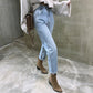 Vintage Hohe Taille Gerade Jeans Hose für Frauen