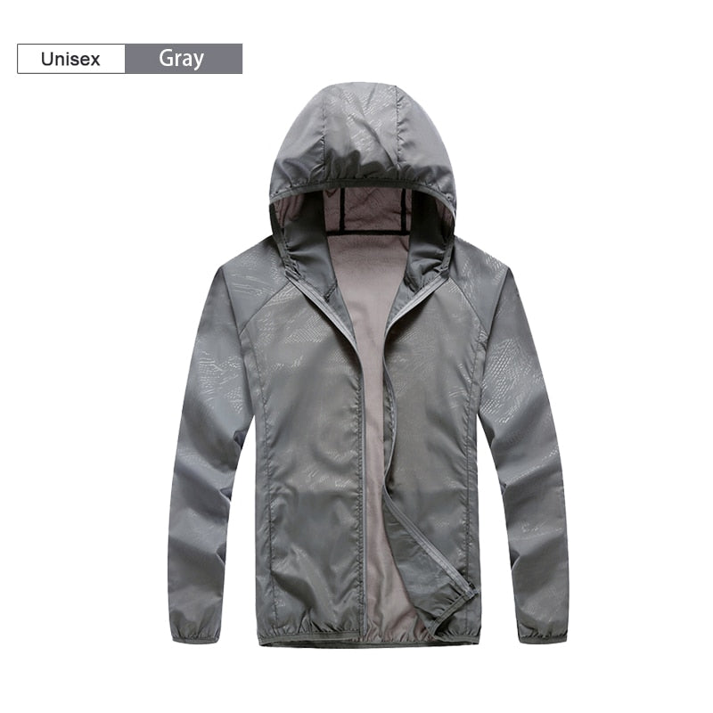 Camping Regenjacke für Männer & Frauen, Wasserdichte Sonnenschutzkleidung, Angeln und Jagdkleidung mit Tasche