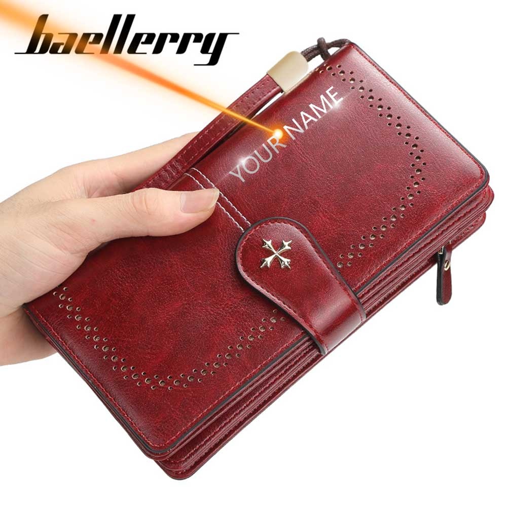 Große Damen Leder Geldbörsen, Aushöhlen Lange Brieftasche, Kartehalter & Brieftasche für Frauen