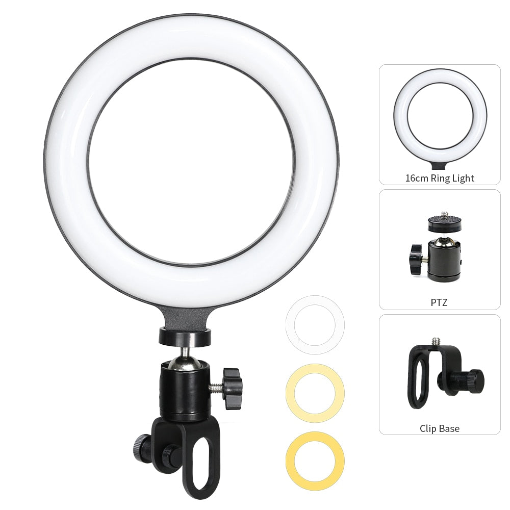 6,3-Zoll-LED-Ringlichter, Selfie-Live-Streaming, USB-Desktop-Clip für Youtube, MacBook, PC, Laptop, Computer, Tiktok-Stream