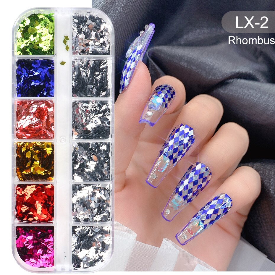 12 Gitter Perlweiß Chrom Nagel, Pigment UV Gel Nagellack