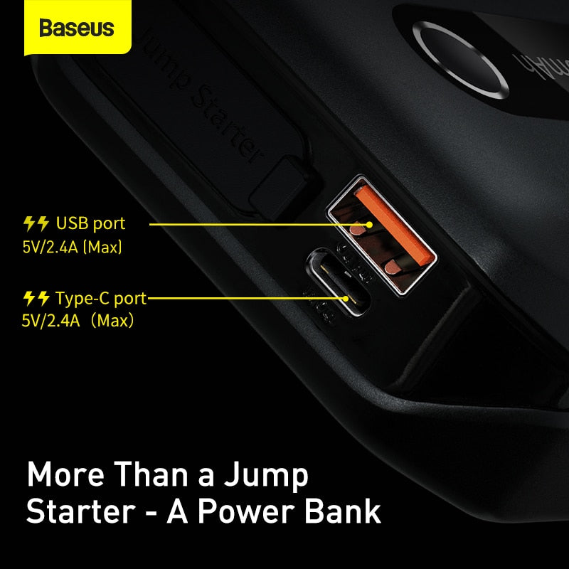 Baseus Auto-Starthilfe-Powerbank, 20000 mAh, 10000 mAh, tragbarer Auto-Booster, Notfall-Batterieladegerät, 12 V, 2000 A, Startgerät