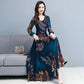 Herbst Winter Vintage Abendkleider, Floral Chiffon Langarm