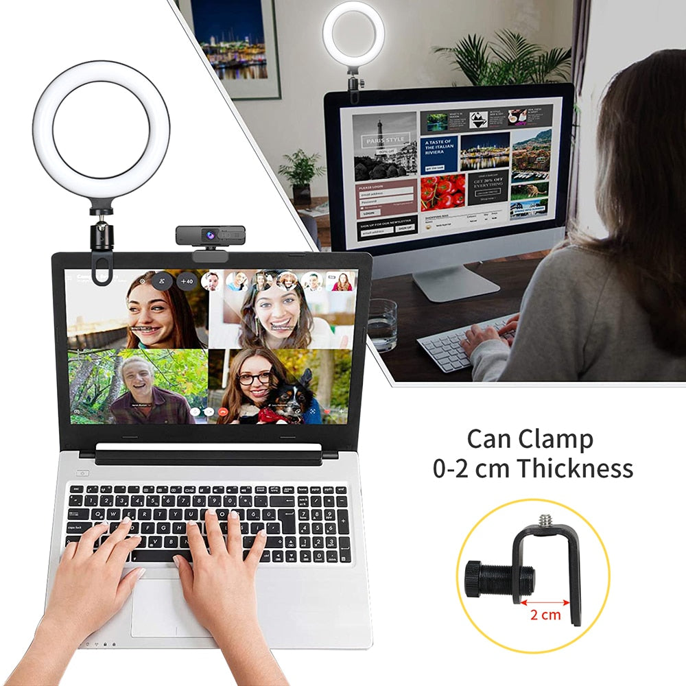 6,3-Zoll-LED-Ringlichter, Selfie-Live-Streaming, USB-Desktop-Clip für Youtube, MacBook, PC, Laptop, Computer, Tiktok-Stream