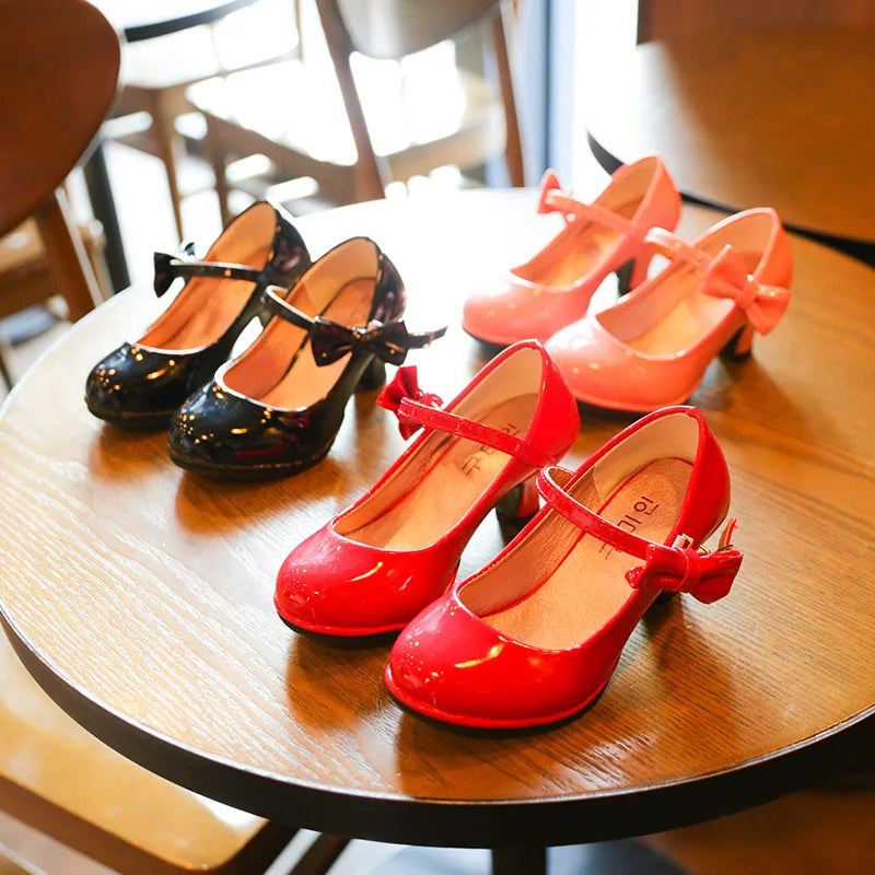 2024 New Girls Leather Shoes Autumn Bowtie Sandals 2019 New Children Shoes High Heels Princess Sweet Sandals For Girls