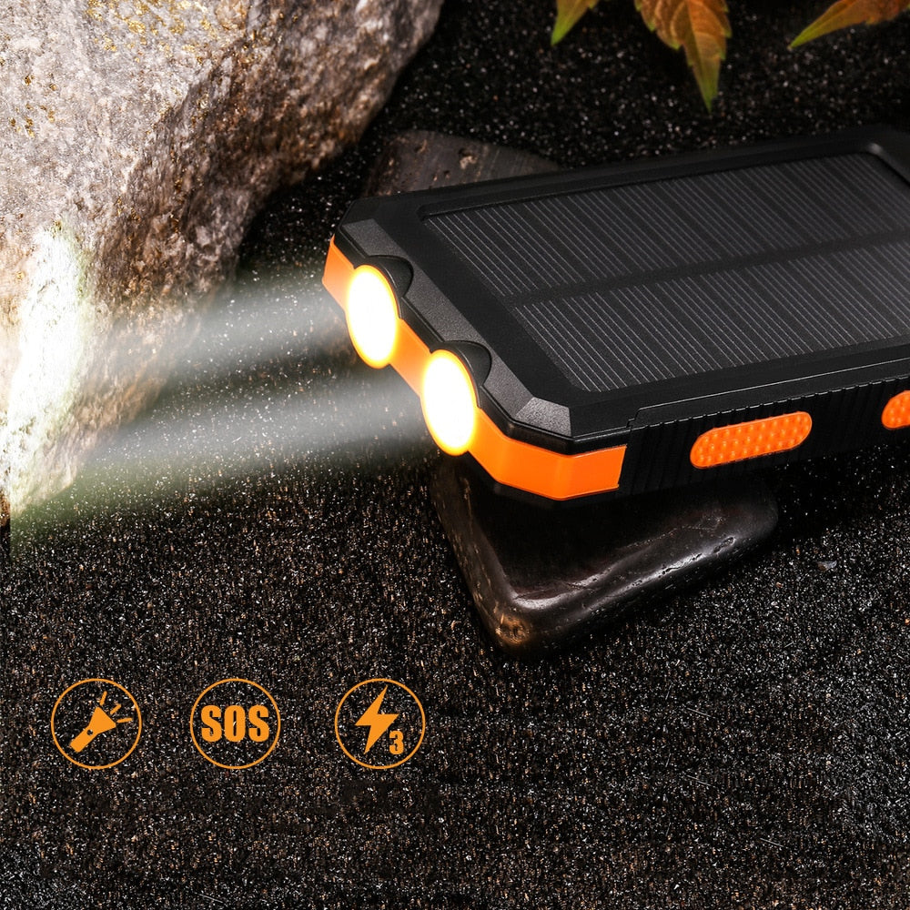 20000 mAh Power Bank, Wasserdichte Solar Power Externe Batterie, Schnelles Handyladegerät für Samsung, iPhone, Xiaomi