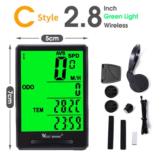 Fahrradcomputer, kabellos, kabelgebunden, wasserdicht, digitaler Fahrrad-Tachometer, Kilometerzähler mit Hintergrundbeleuchtung, Fahrrad-Stoppuhr