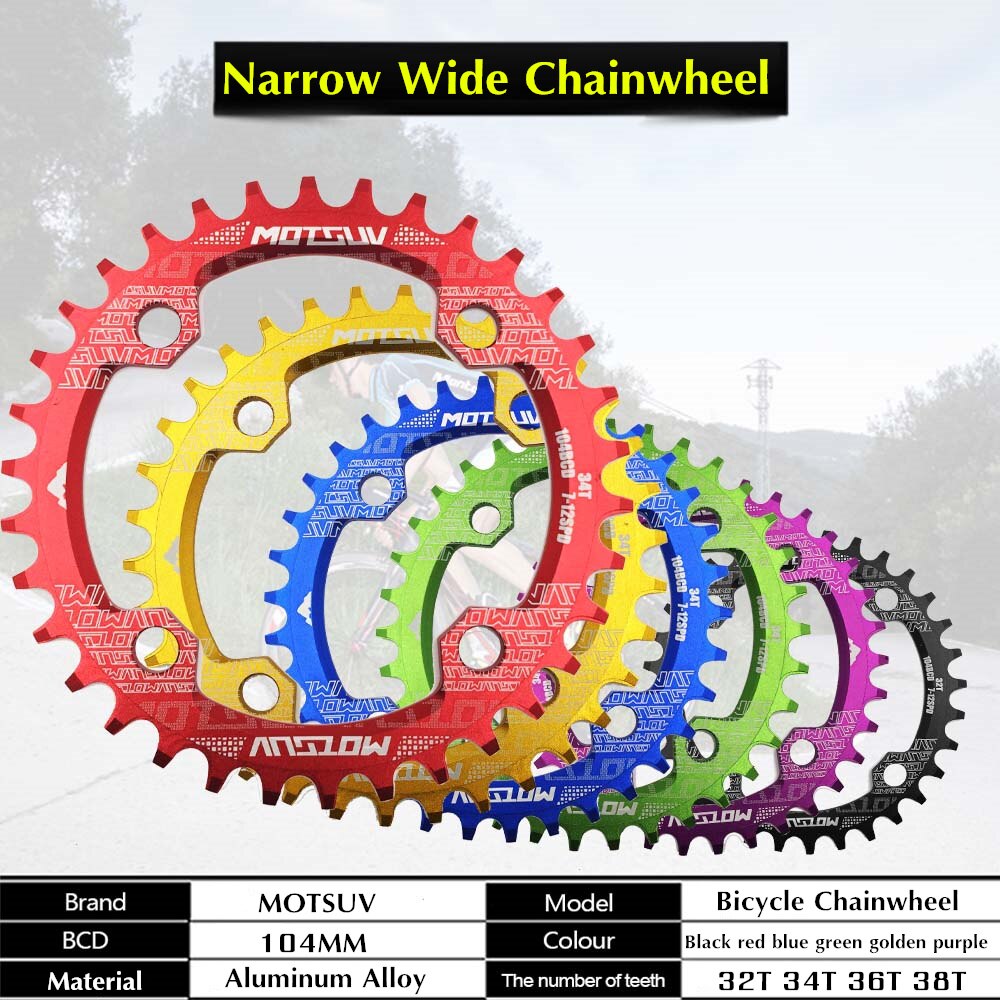 Runde Narrow Wide Kettenblatt MTB Mountainbike Fahrrad 32T, 34T, 36T, 38T Kurbelgarnitur Einzelne Zahn platte