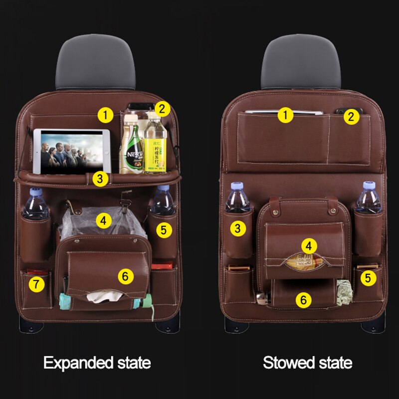 Auto-Aufbewahrungstasche aus PU-Leder, Multifunktions-Rückenlehne, Hängetasche, wasserdicht, Auto-Organizer