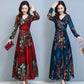 Herbst Winter Vintage Abendkleider, Floral Chiffon Langarm