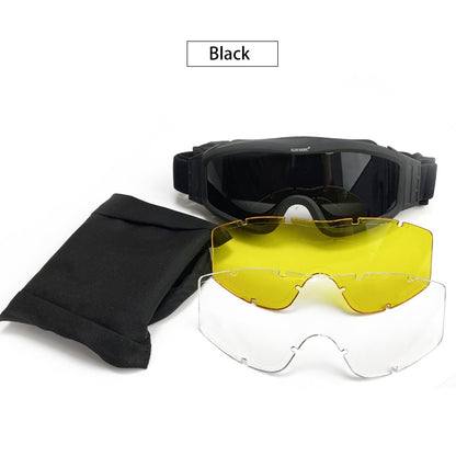 Schwarz Tan Grün Militärische Taktische Schutzbrille, Schießsonnenbrille, Winddichte Wargame Bergsteigerbrille