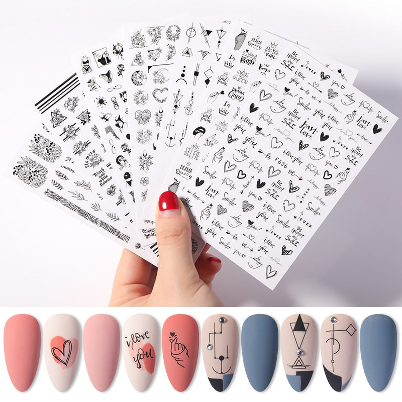 3D Nagelaufkleber, love Aufkleber, Gesicht Muster, Valentinstag Nail art Dekoration, Liebesherz