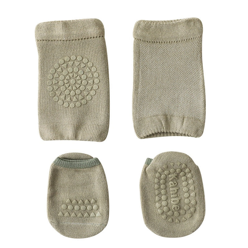 Baby Antirutsch Socke und Knieschutz für kleine Kinder, Baby Krabbeln Knie Pads Socken Set