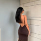 Rückenfreies Sommer-Midikleid für Damen, Kryptografische Träger, Neckholder, heißes sexykleid