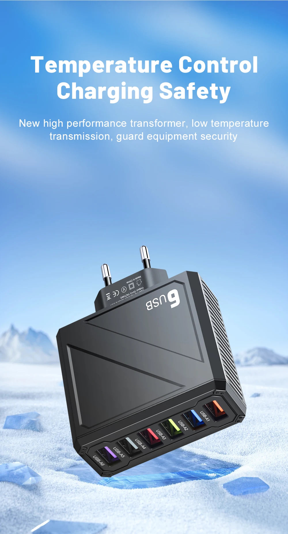 3.1A 6Ports USB Charger Fast Charging Wall Charger Quick Charge For iPhone Samsung Xiaomi Huawei Mobile Phone Adapter