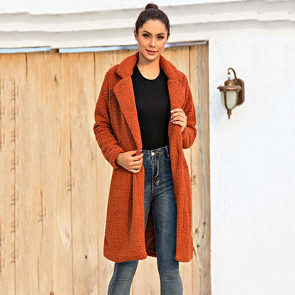 2023 Damen warme Pelzmantel, Weibliche Plüsch Teddy Mantel Outwear