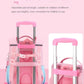 Children's Fashion Cartoon School Bags with 6 Wheels Trolley Backpack Teenagers Girls Rolling Backpack Students Kids Backpack