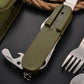7 In 1 Multifunktionale Outdoor Geschirr, Faltbare Edelstahl Gabel Löffel Messer, ideal für Picknick, Camping &Wandern, Reisen Geschirr