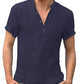 Einfarbig Herren Casual Baumwolle Leinen Shirts-Stehkragen, Frühling - Herbst Shirts mit langen Ärmel