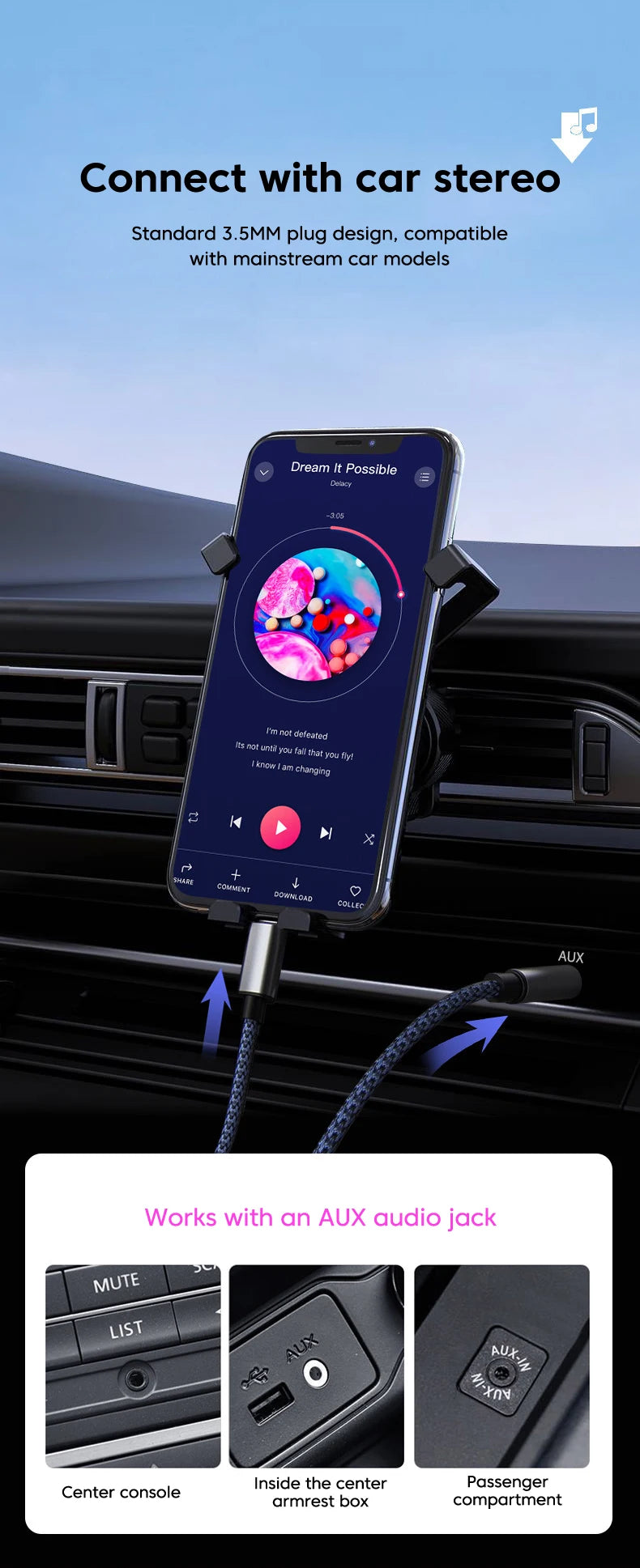 2 in 1 Aux Audio Cable Type C/Lightning To 3.5mm Male Cable For Car Headphone phone USB C IOS to 3.5mm Aux Converter Jack Cable