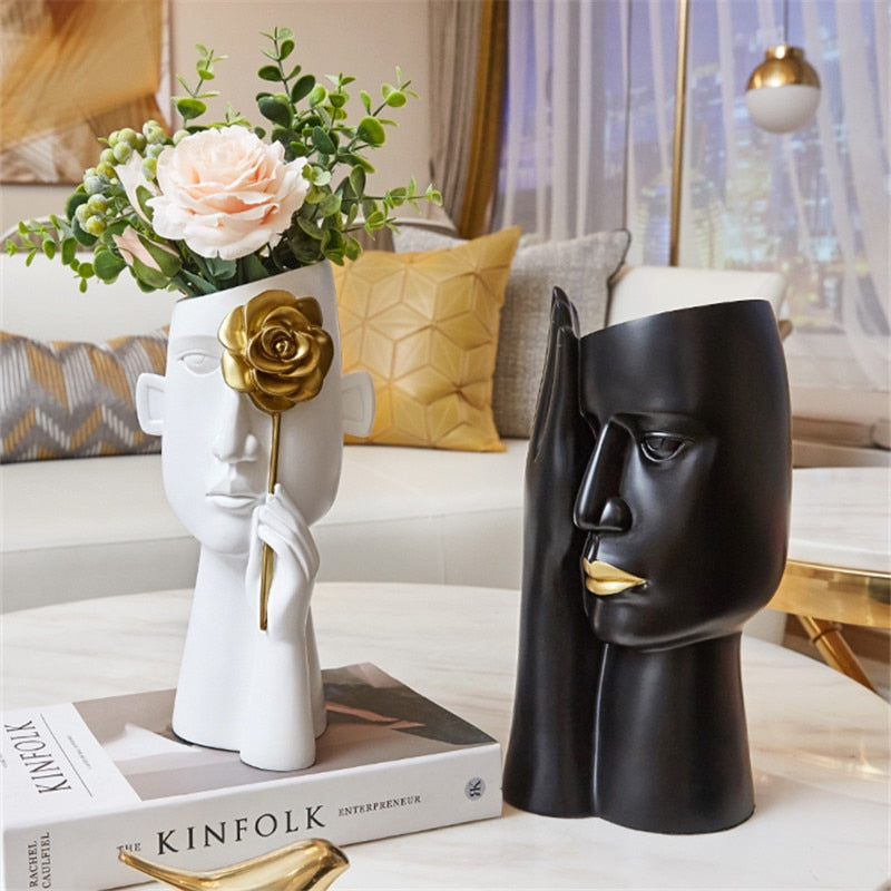 Kreative nordische Vase, Kunst für Wohnzimmer, Weinschrank, Dekor, Schrank, Couchtisch, Blumenarrangement, Harzvase, Geschenk, Heimdekoration
