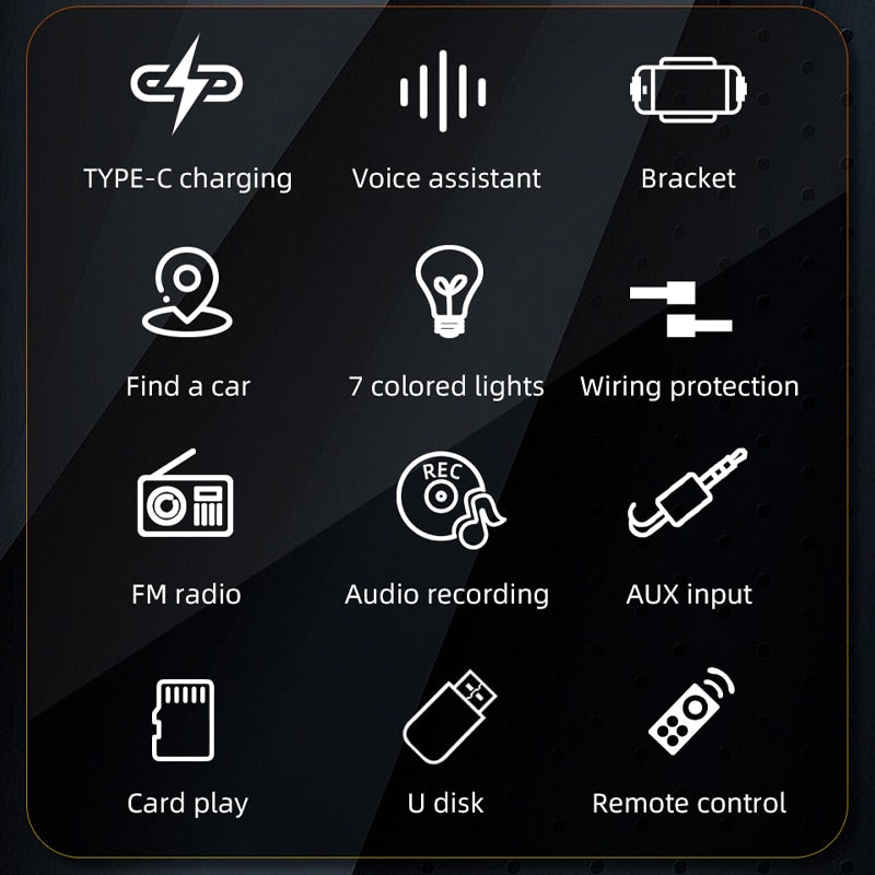 Autoradio Bluetooth 1 Din MP3-Player Freisprecheinrichtung A2DP Typ C, USB TF Aux APP Fernbedienung Handyhalter Audiosystem Kopfeinheit D3400
