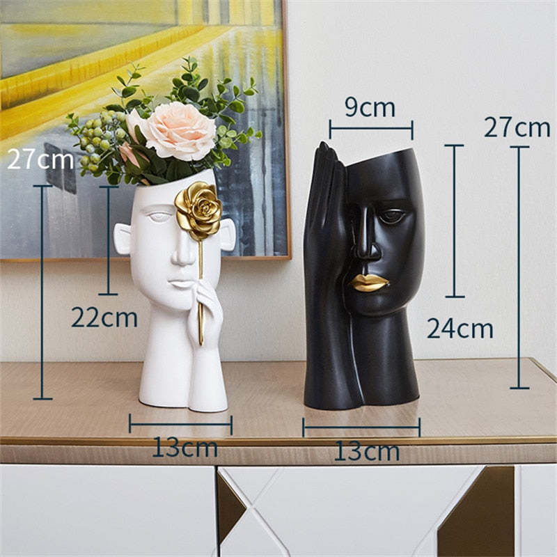 Kreative nordische Vase, Kunst für Wohnzimmer, Weinschrank, Dekor, Schrank, Couchtisch, Blumenarrangement, Harzvase, Geschenk, Heimdekoration
