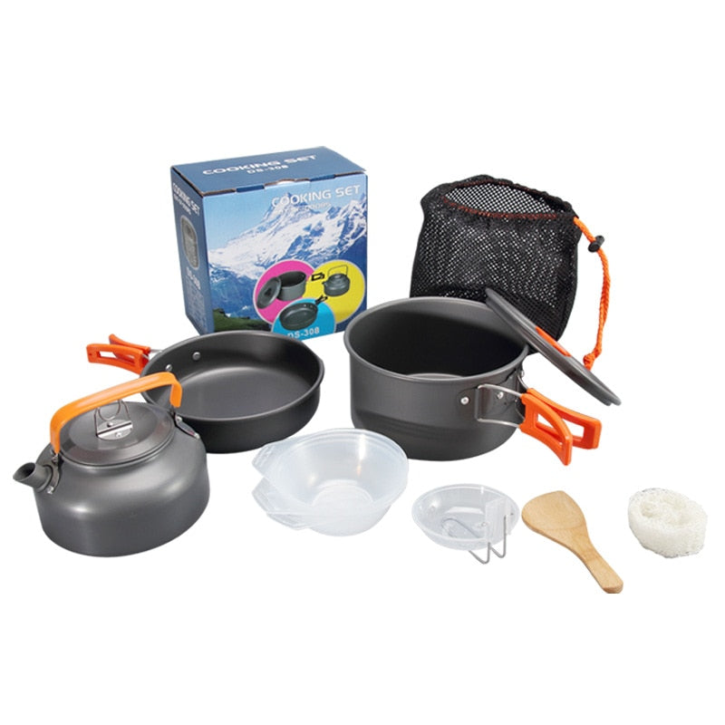 Camping cookware Set, Outdoor-Kochset, Reisegeschirr, Besteck, Utensilien, Wanderpicknick-Set