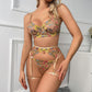 Ellolace Dessous, sinnliche Spitzenunterwäsche, transparente Stickerei, 3-teilige Strumpfbänder