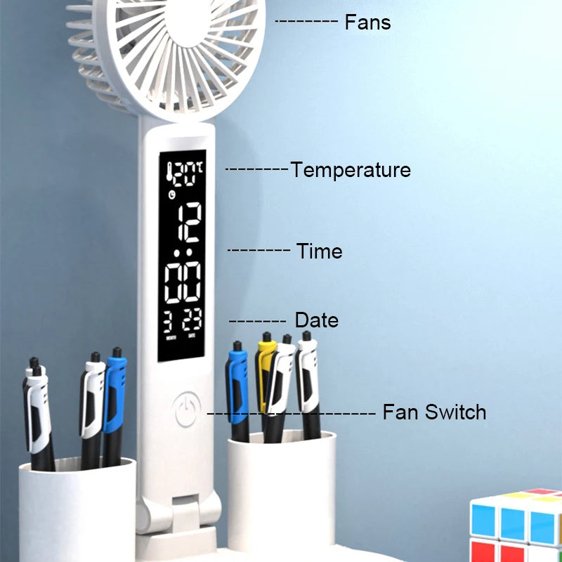 Wiederaufladbare LED-Tischleuchte mit Ventilator, Tischlampe fürs Arbeitszimmer