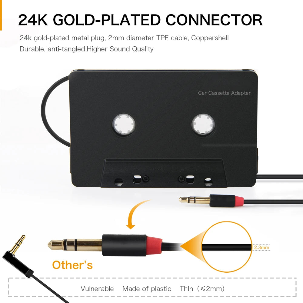 Aux Adapter Car Tape Audio Cassette Mp3 Player Converter 3.5mm Jack Plug For iPod iPhone MP3  Phone AUX Cable CD Player