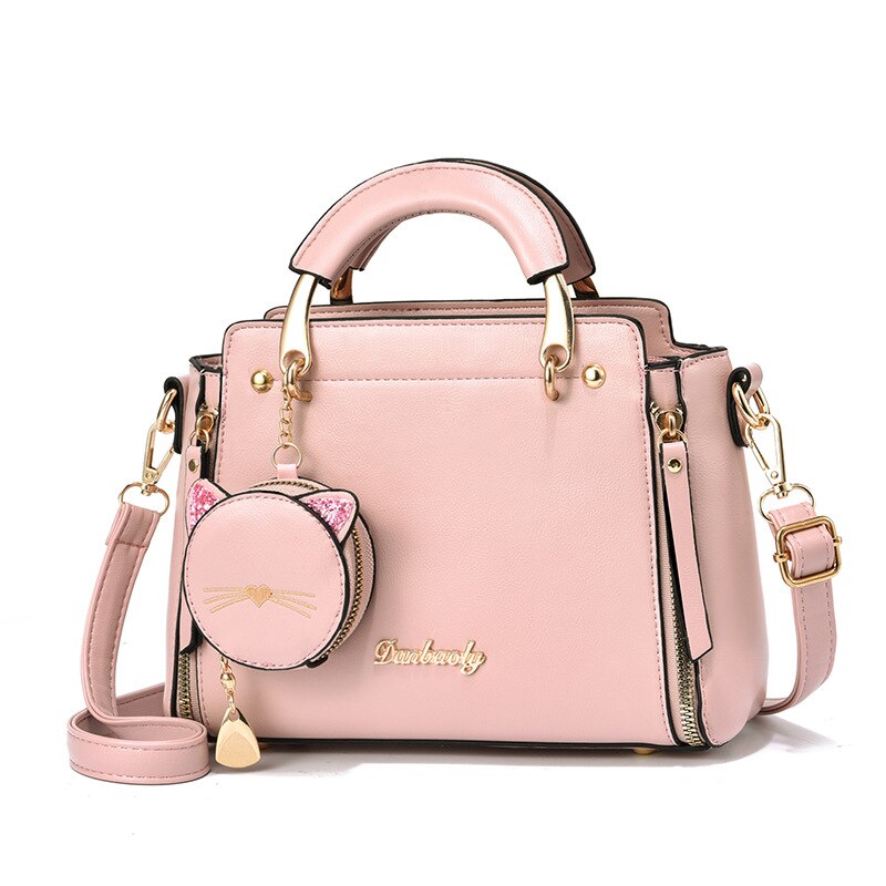 Damen Ledertasche, Damen Schulter Geldbörse & Handtasche mit Katzen Design