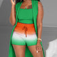 3PCS Damen Kontrast Leopardenmuster Geripptes Crop Tank Top & Kordelzug Shorts mit Weste