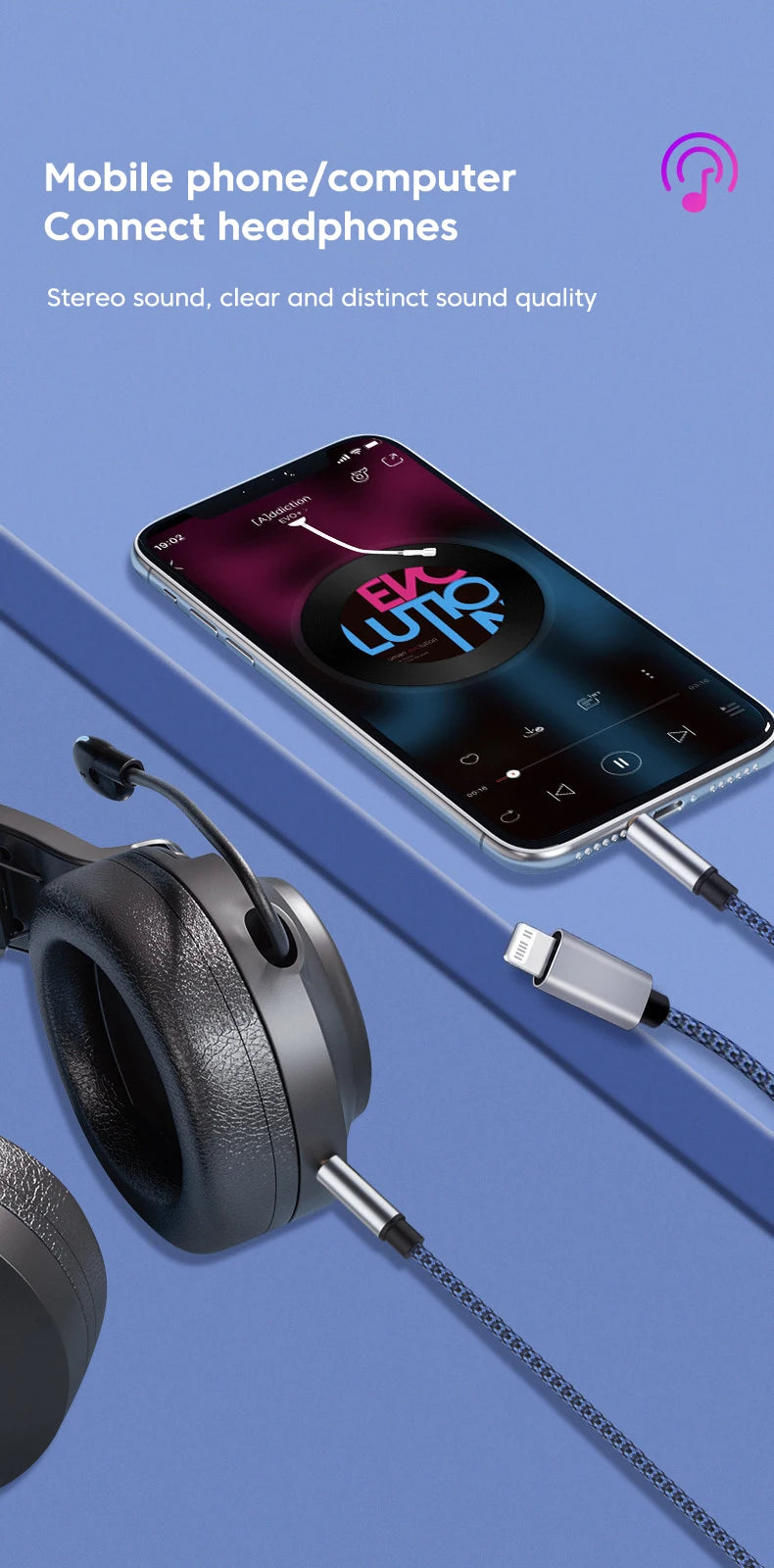 2 in 1 Aux Audio Cable Type C/Lightning To 3.5mm Male Cable For Car Headphone phone USB C IOS to 3.5mm Aux Converter Jack Cable
